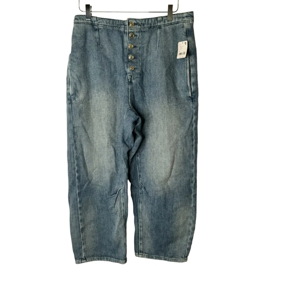 NWT We the free Free People Osaka mid rise barrel lightweight jean button fly 29 - Picture 8 of 14